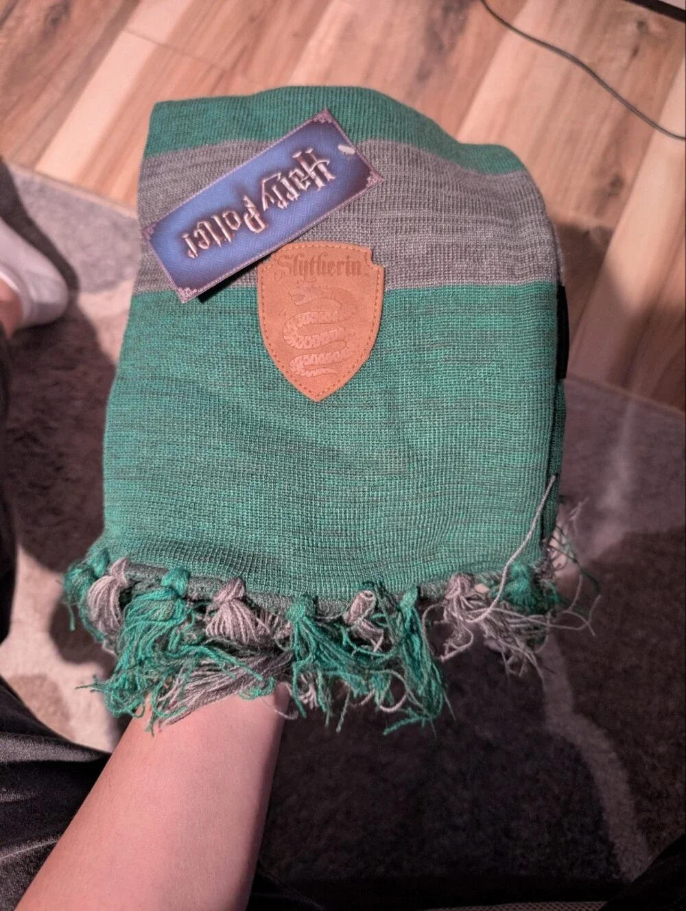 Harry Potter Slytherin Green & Gray Tassel Scarf